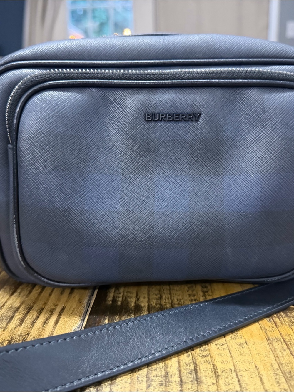 Burberry Navy Textured Camera Bag